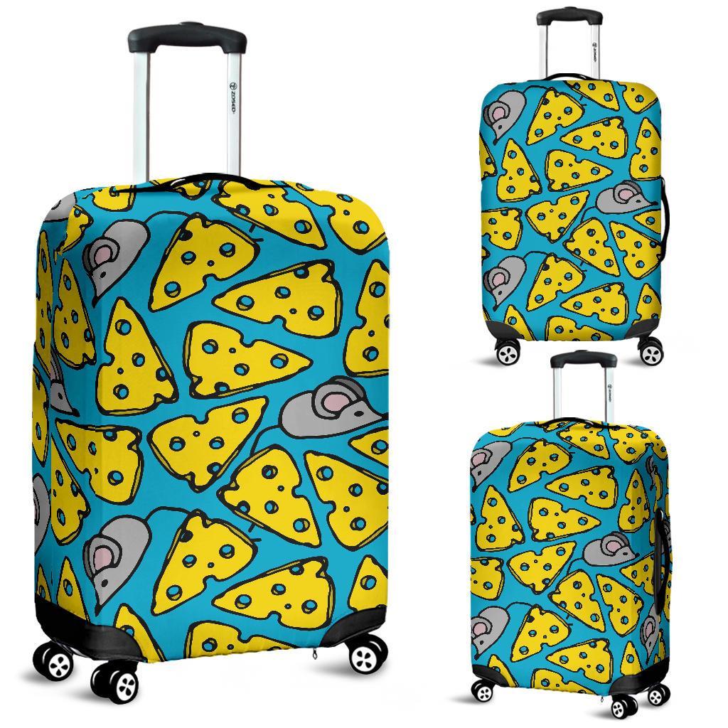 Cheese Mouse Pattern Print Luggage Cover Protector-grizzshop