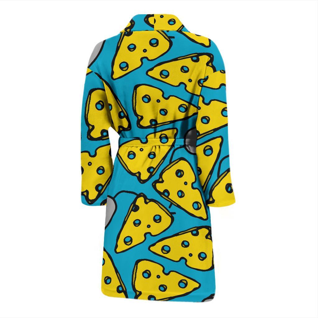 Cheese Mouse Pattern Print Men Long Robe-grizzshop