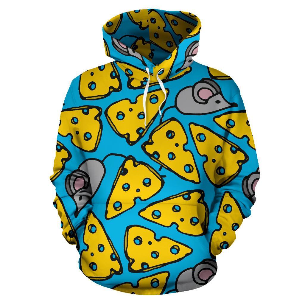 Cheese Mouse Pattern Print Men Women Pullover Hoodie-grizzshop