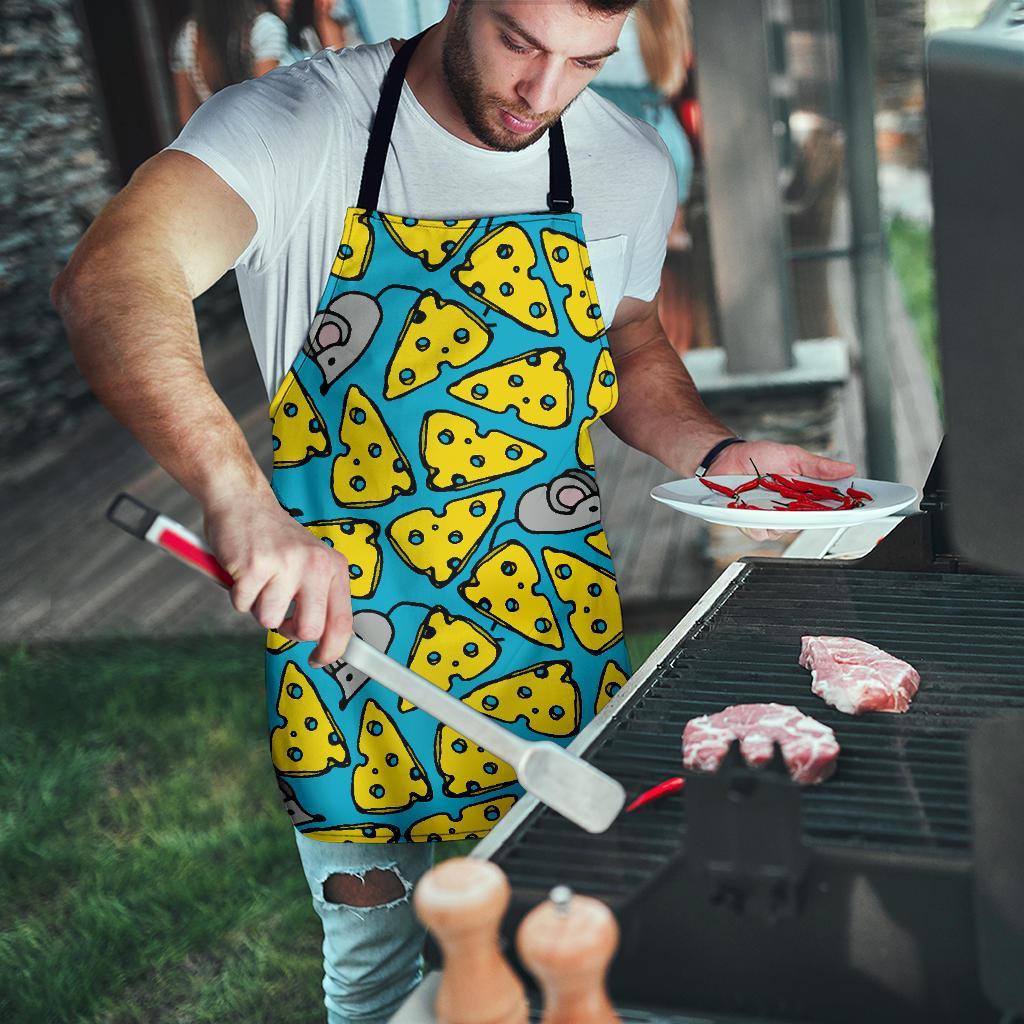 Cheese Mouse Pattern Print Men's Apron-grizzshop