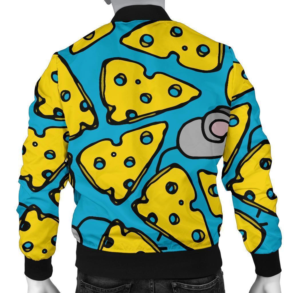 Cheese Mouse Pattern Print Men's Bomber Jacket-grizzshop