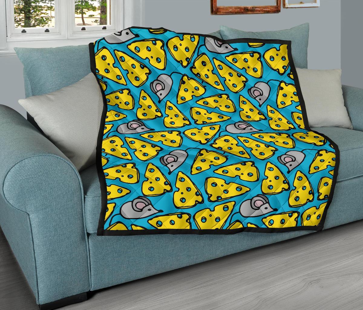 Cheese Mouse Pattern Print Quilt-grizzshop