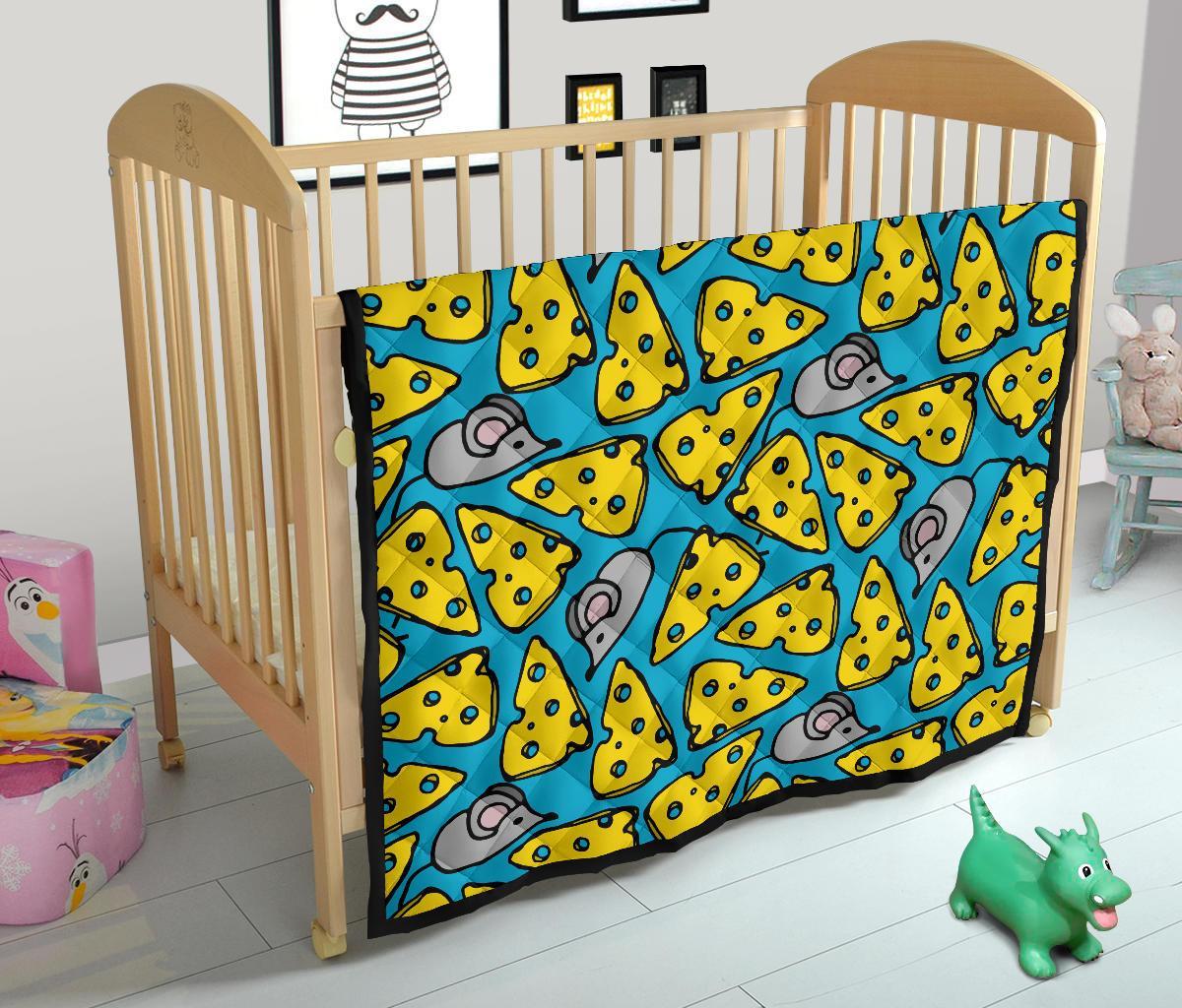 Cheese Mouse Pattern Print Quilt-grizzshop