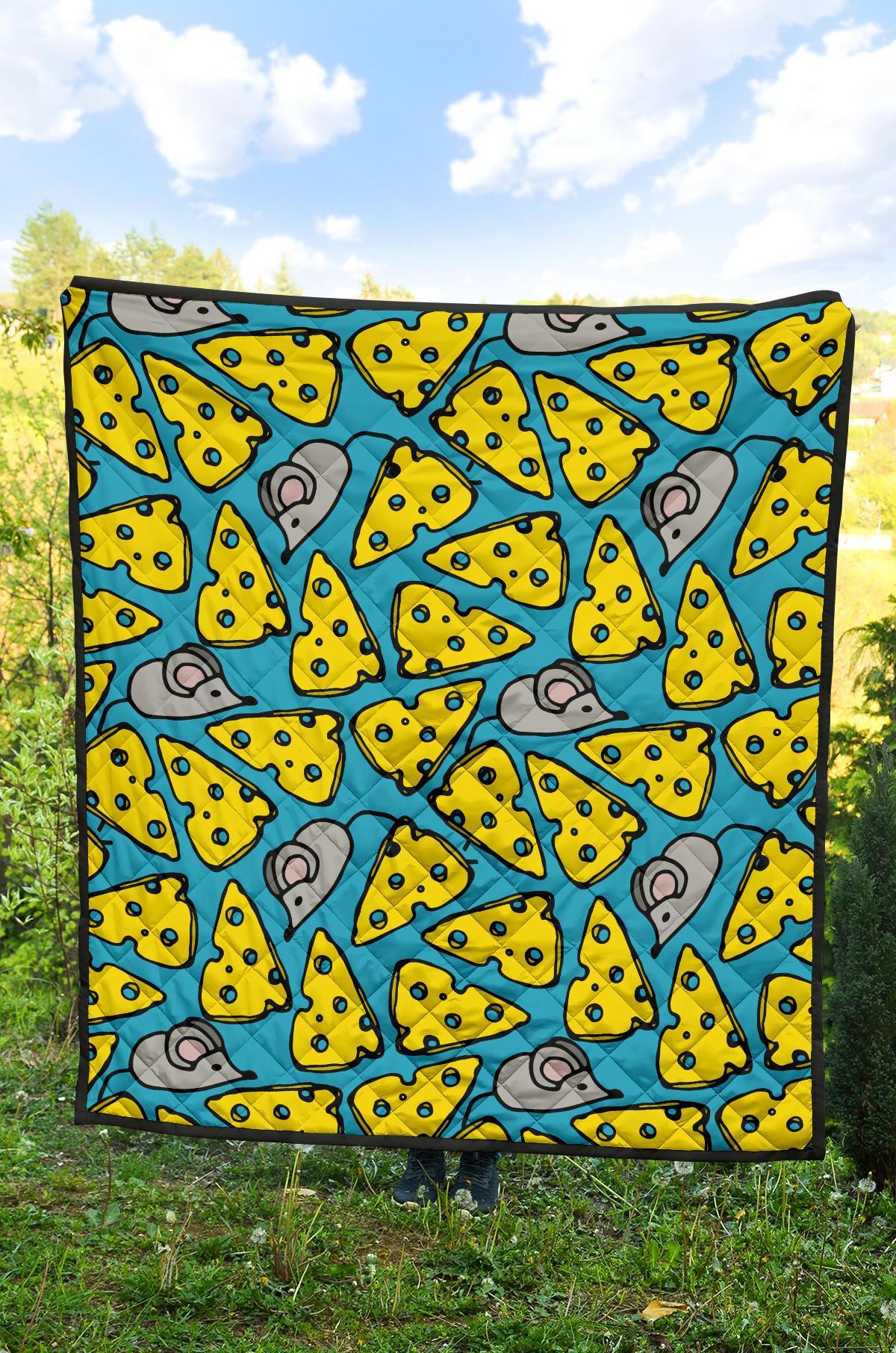 Cheese Mouse Pattern Print Quilt-grizzshop