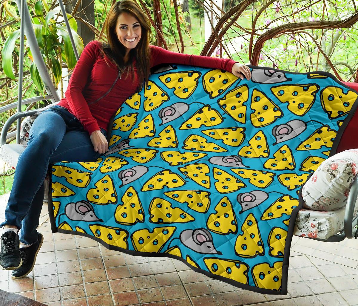 Cheese Mouse Pattern Print Quilt-grizzshop