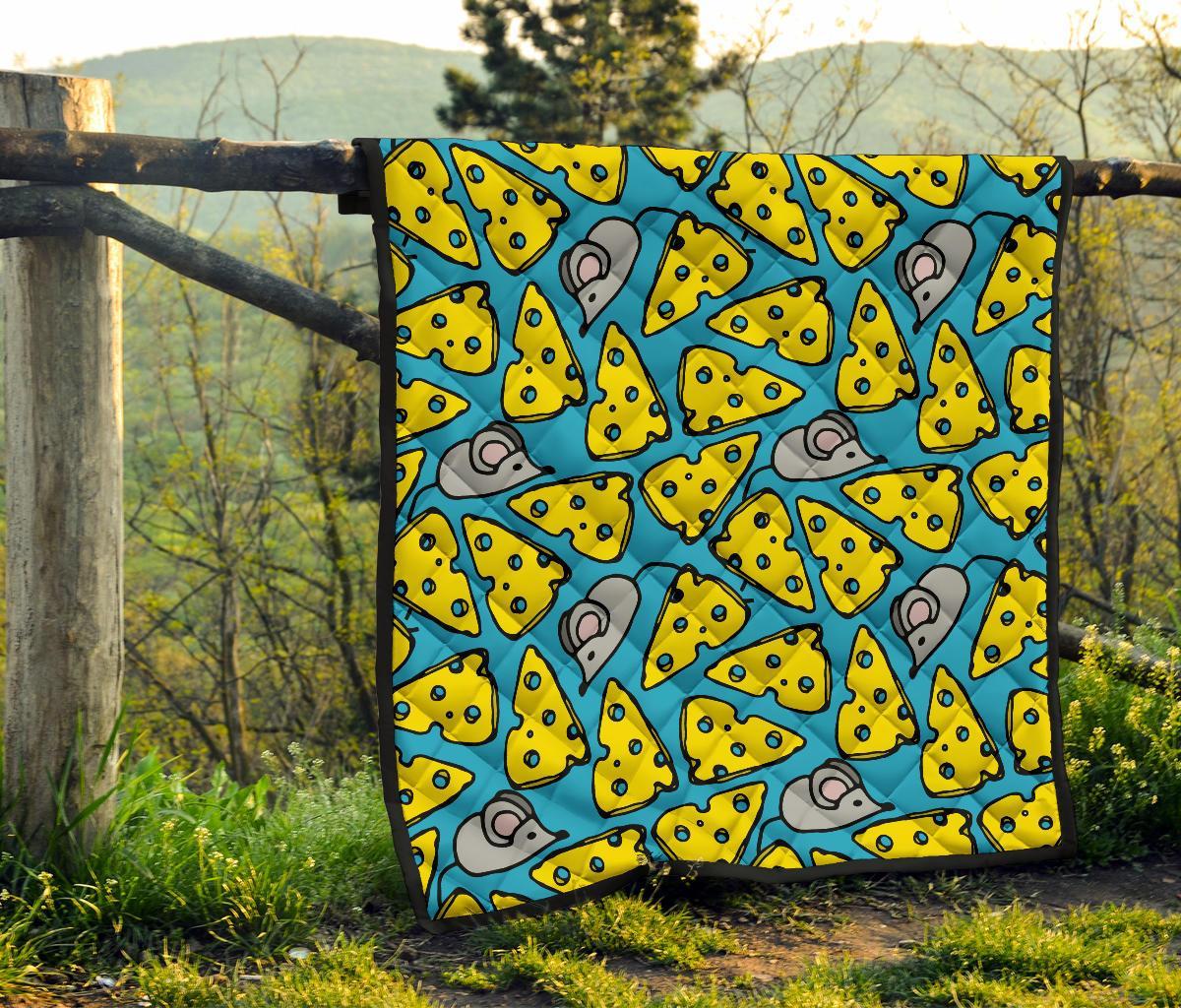 Cheese Mouse Pattern Print Quilt-grizzshop