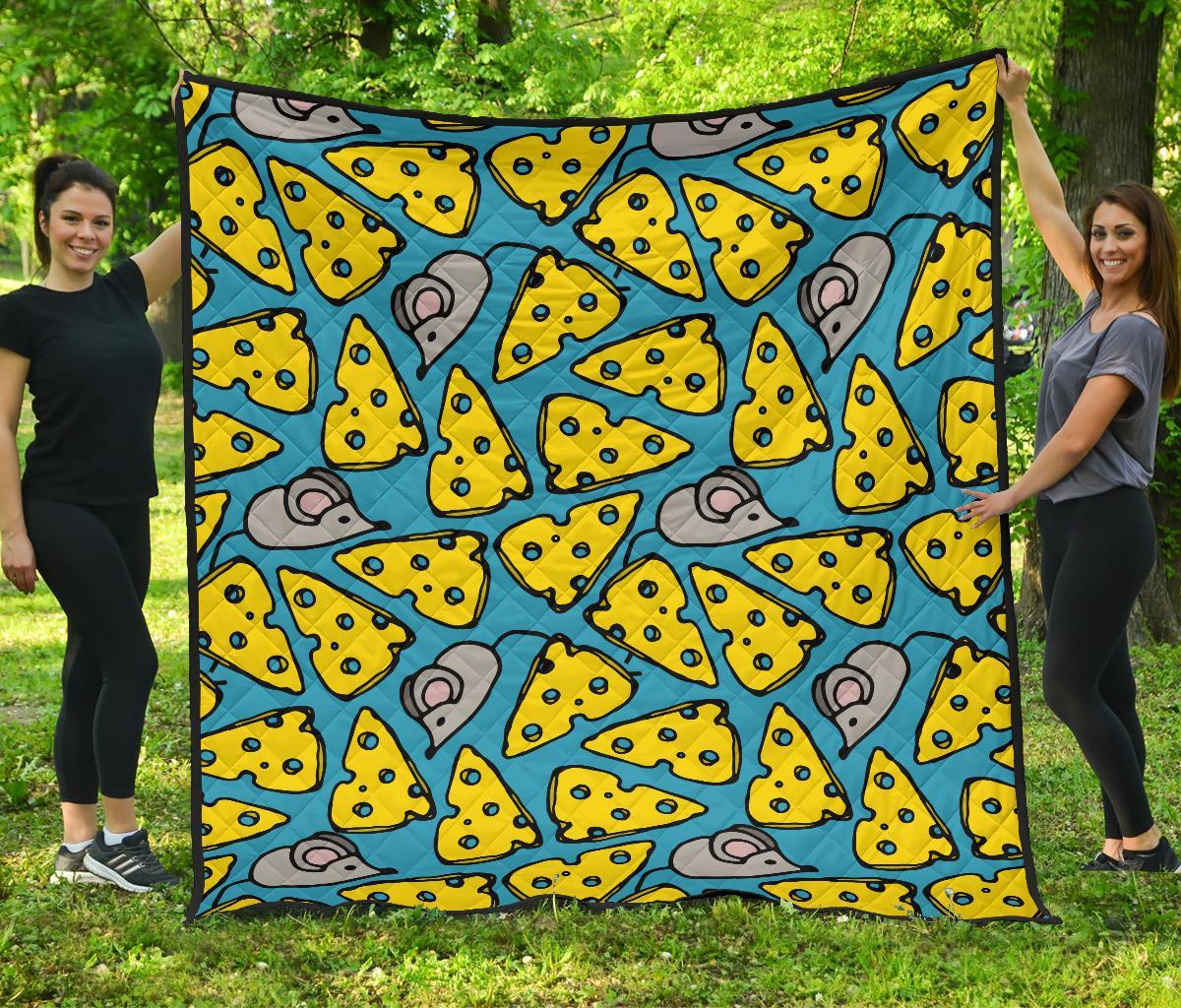 Cheese Mouse Pattern Print Quilt-grizzshop