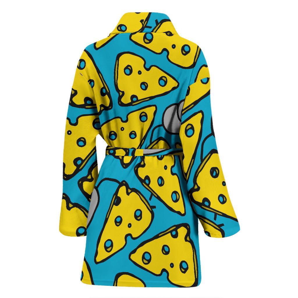 Cheese Mouse Pattern Print Women Long Robe-grizzshop