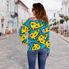 Cheese Mouse Pattern Print Women Off Shoulder Sweatshirt-grizzshop