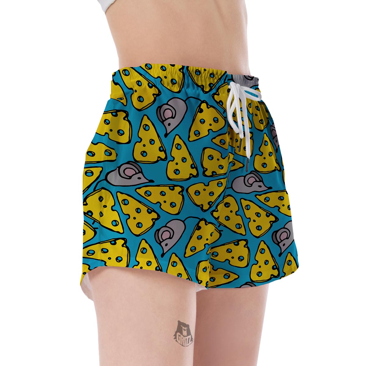 Cheese Mouse Pattern Print Women's Shorts-grizzshop