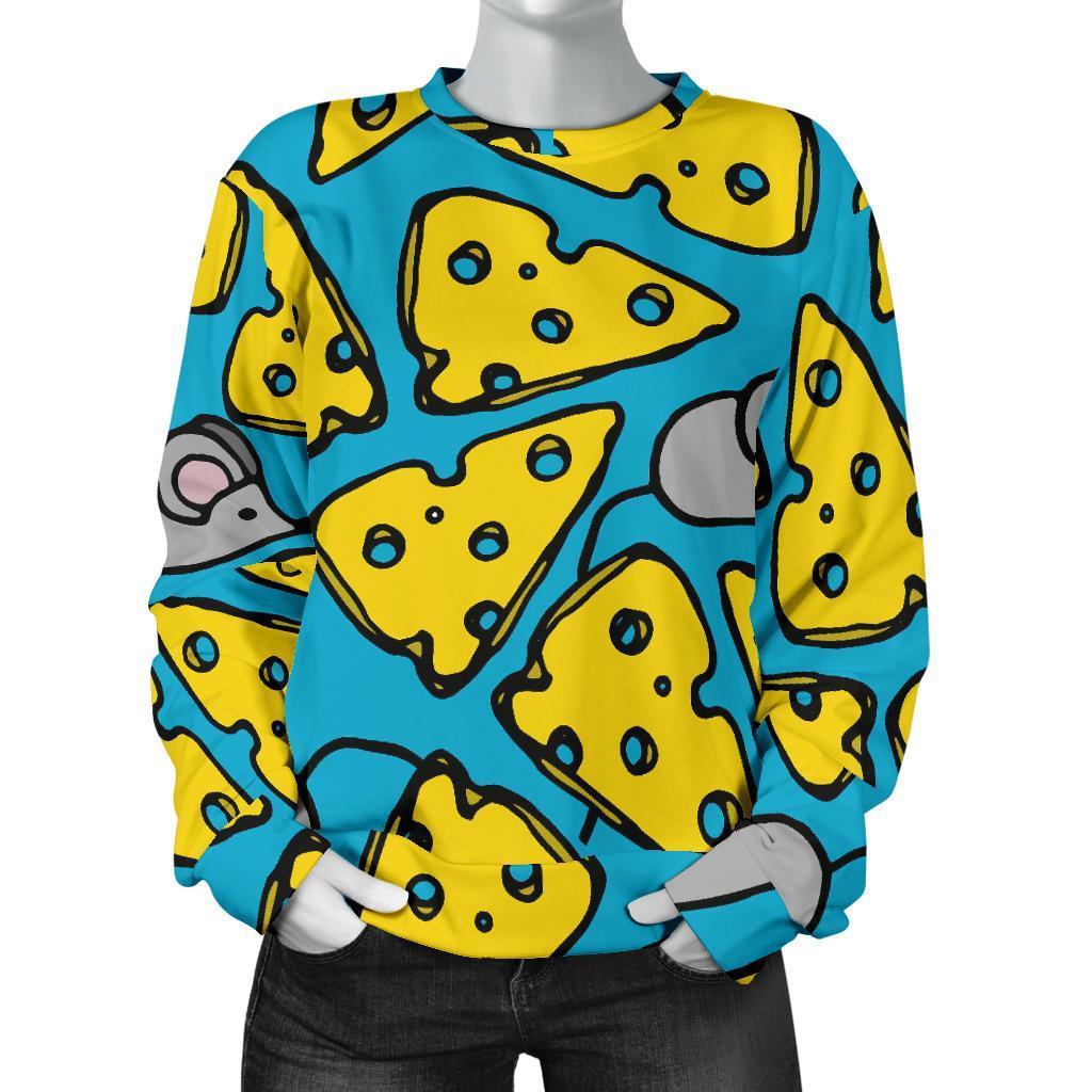 Cheese Mouse Pattern Print Women's Sweatshirt-grizzshop