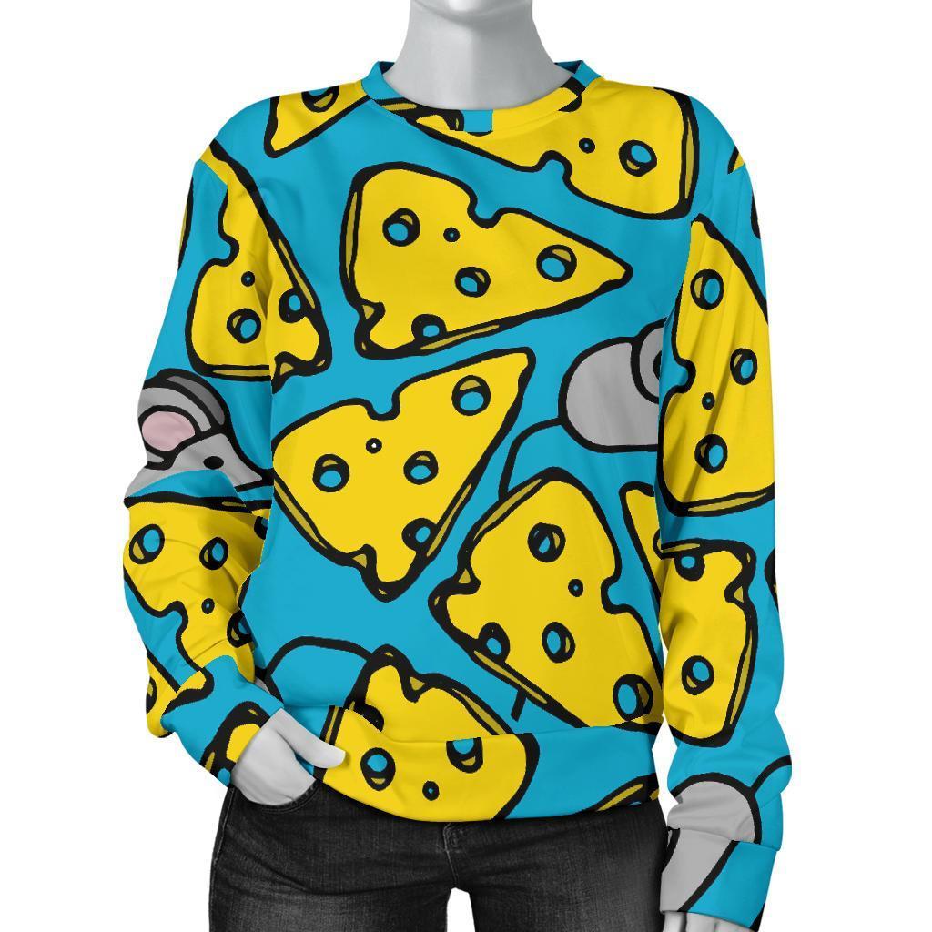 Cheese Mouse Pattern Print Women's Sweatshirt-grizzshop