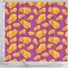 Cheese Pattern Print Bathroom Shower Curtain-grizzshop