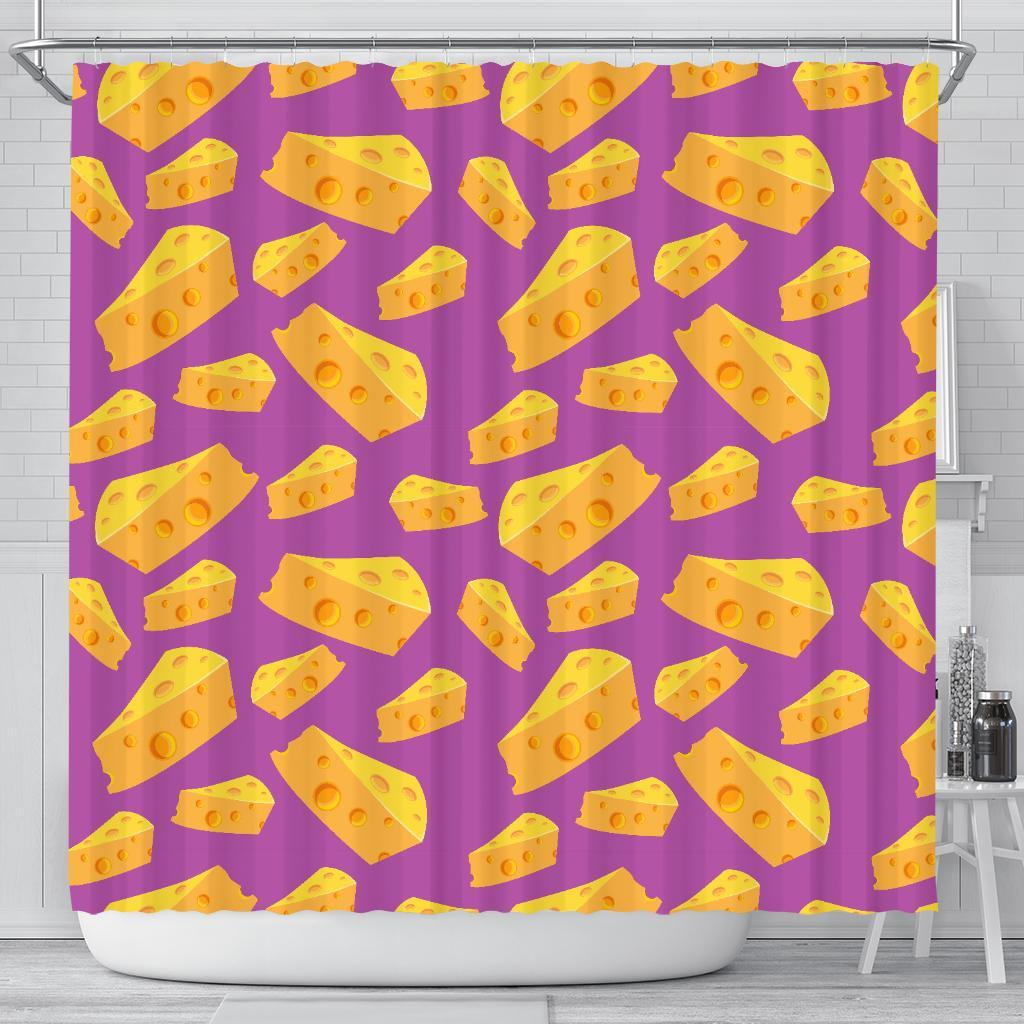 Cheese Pattern Print Bathroom Shower Curtain-grizzshop