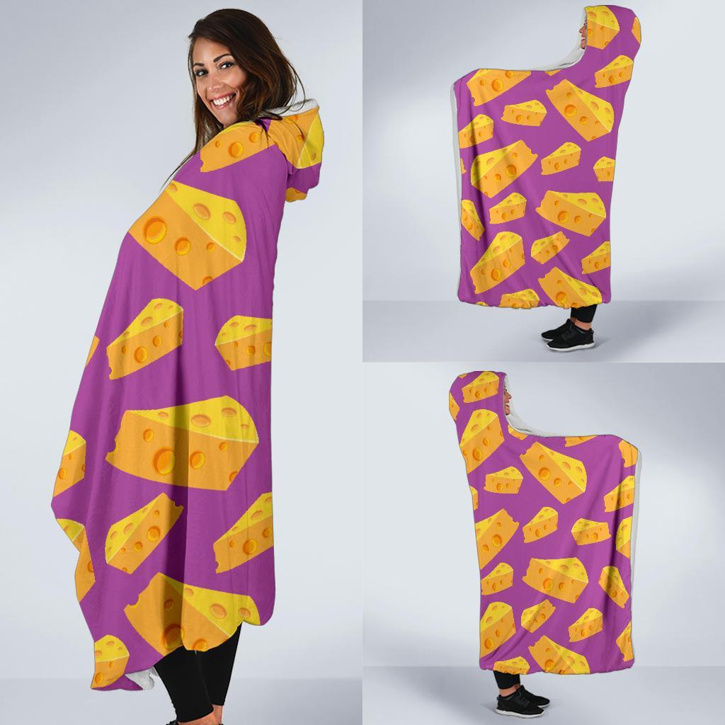 Cheese Pattern Print Hooded Blanket-grizzshop
