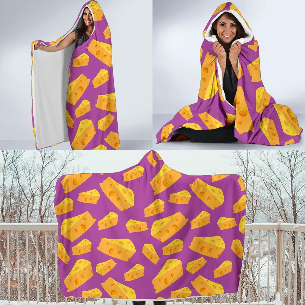 Cheese Pattern Print Hooded Blanket-grizzshop