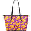 Cheese Pattern Print Leather Tote Bag-grizzshop