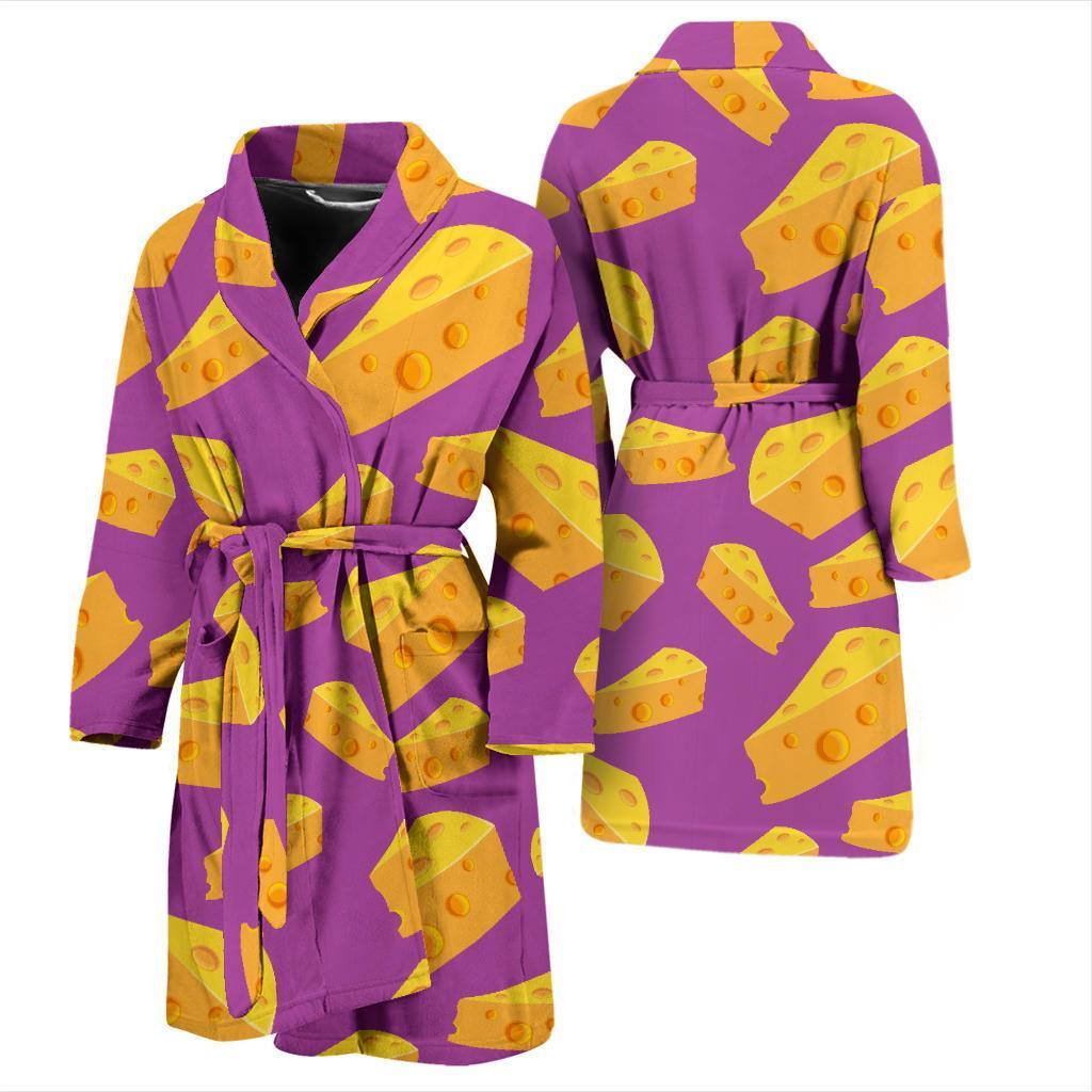 Cheese Pattern Print Men Long Robe-grizzshop