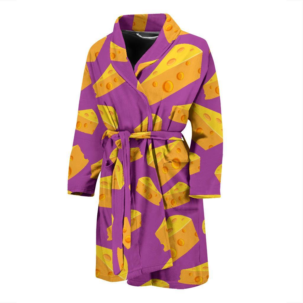 Cheese Pattern Print Men Long Robe-grizzshop