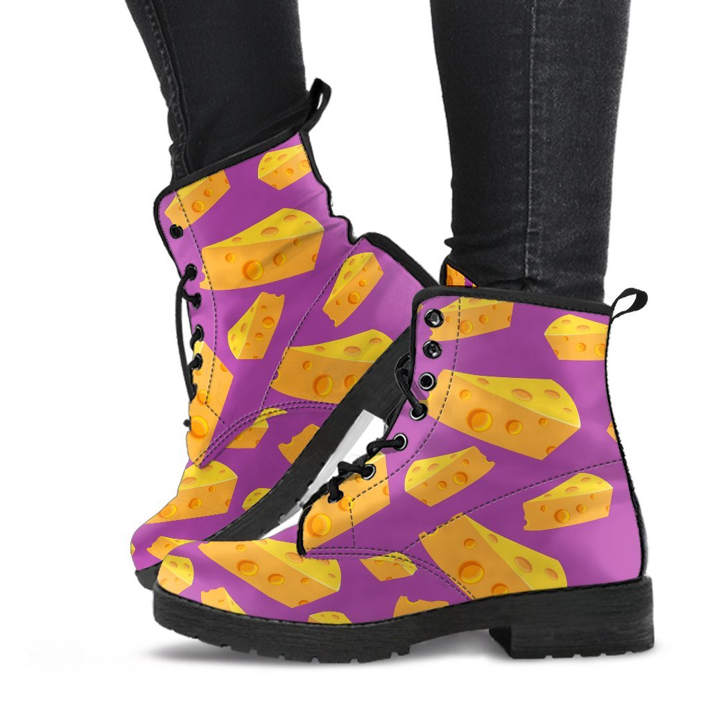 Cheese Pattern Print Men Women Leather Boots-grizzshop