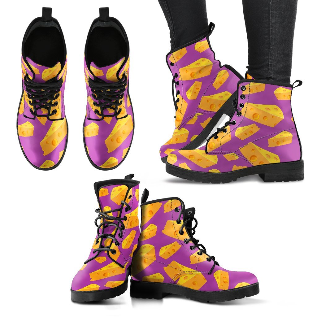 Cheese Pattern Print Men Women Leather Boots-grizzshop