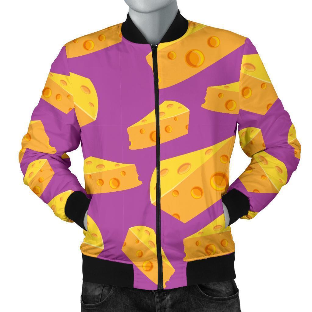 Cheese Pattern Print Men's Bomber Jacket-grizzshop