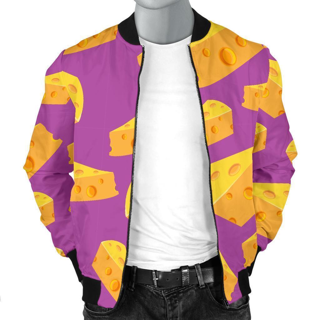 Cheese Pattern Print Men's Bomber Jacket-grizzshop