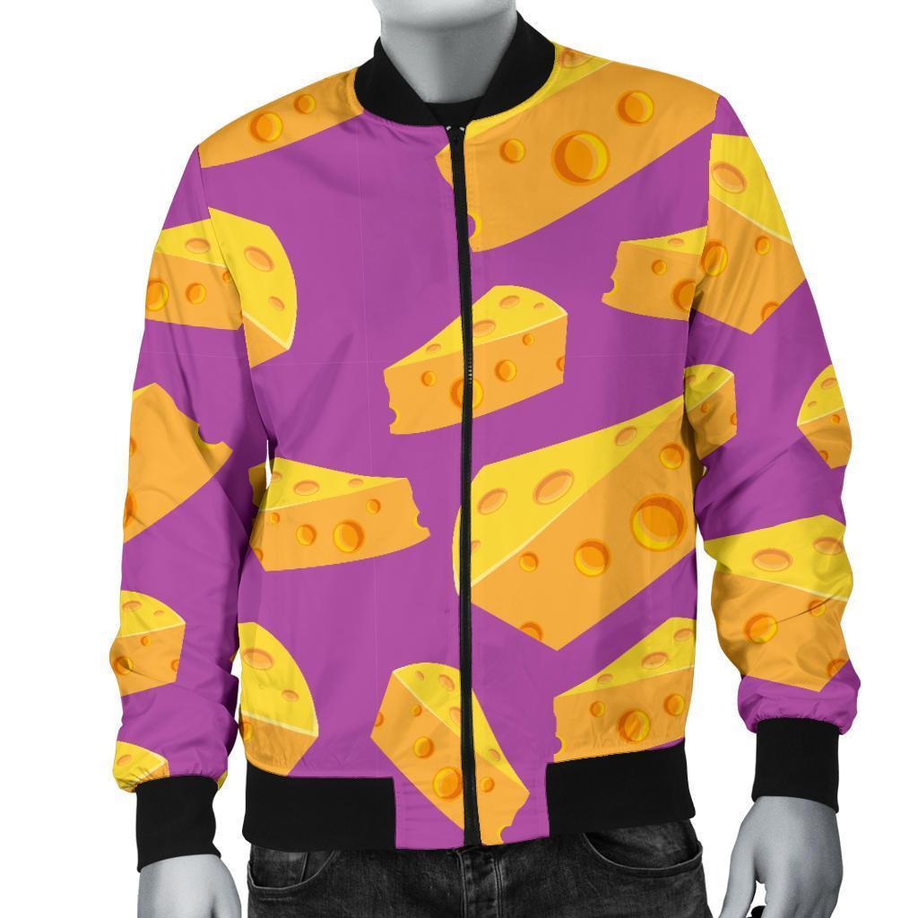 Cheese Pattern Print Men's Bomber Jacket-grizzshop