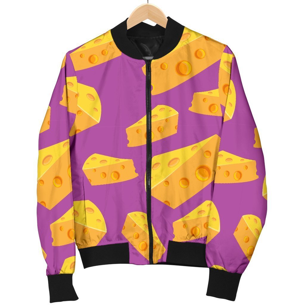 Cheese Pattern Print Women Casual Bomber Jacket-grizzshop