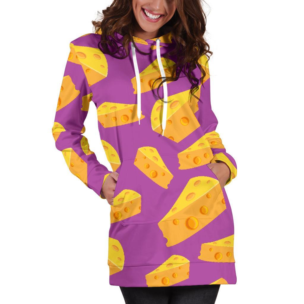 Cheese Pattern Print Women Hoodie Dress-grizzshop