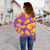 Cheese Pattern Print Women Off Shoulder Sweatshirt-grizzshop