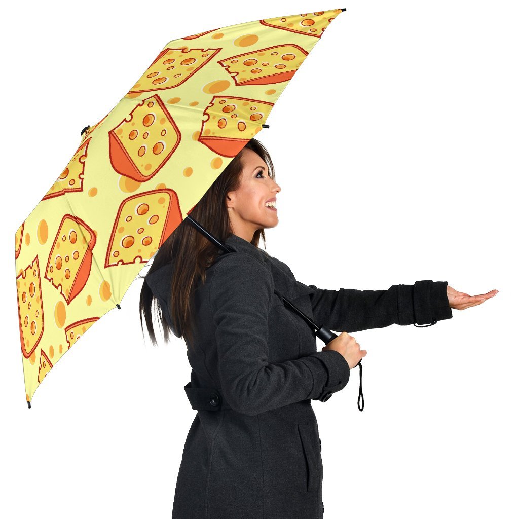 Cheese Print Pattern Automatic Foldable Umbrella-grizzshop