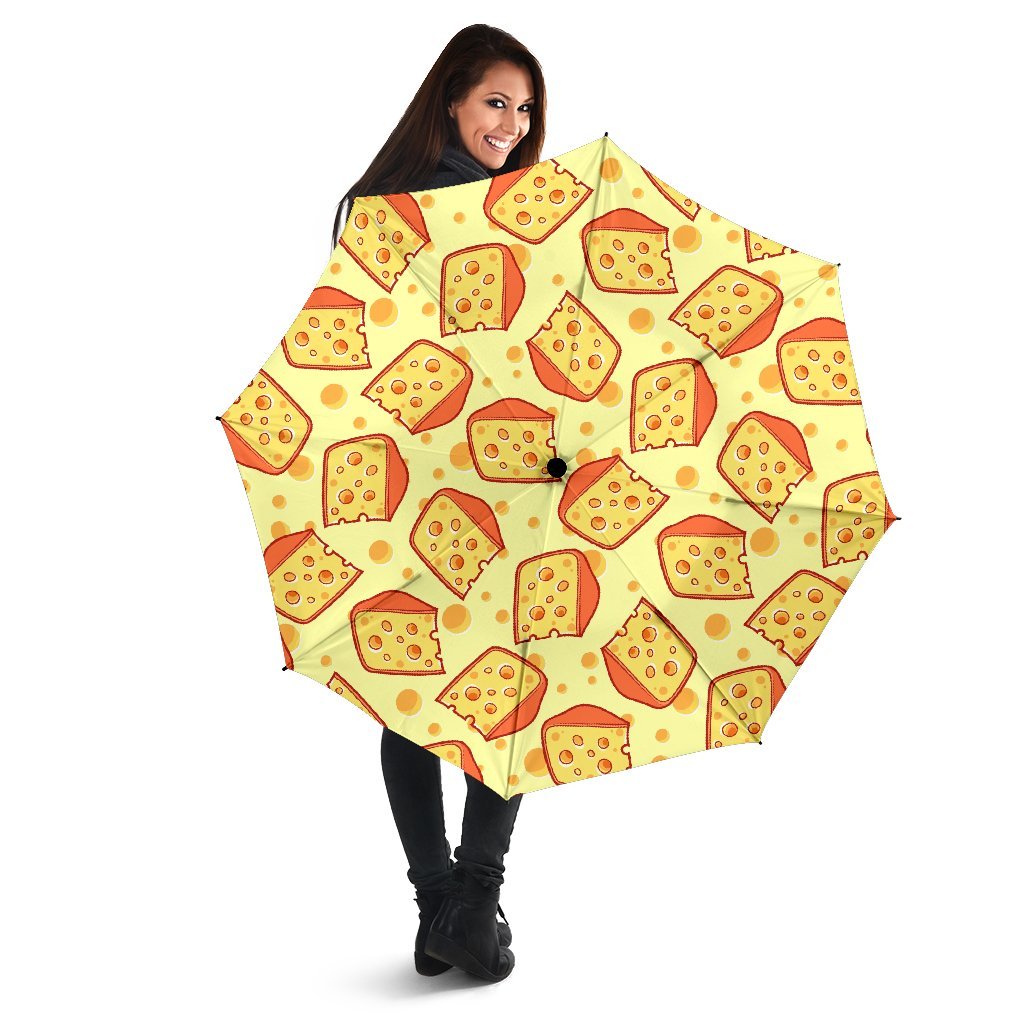 Cheese Print Pattern Automatic Foldable Umbrella-grizzshop
