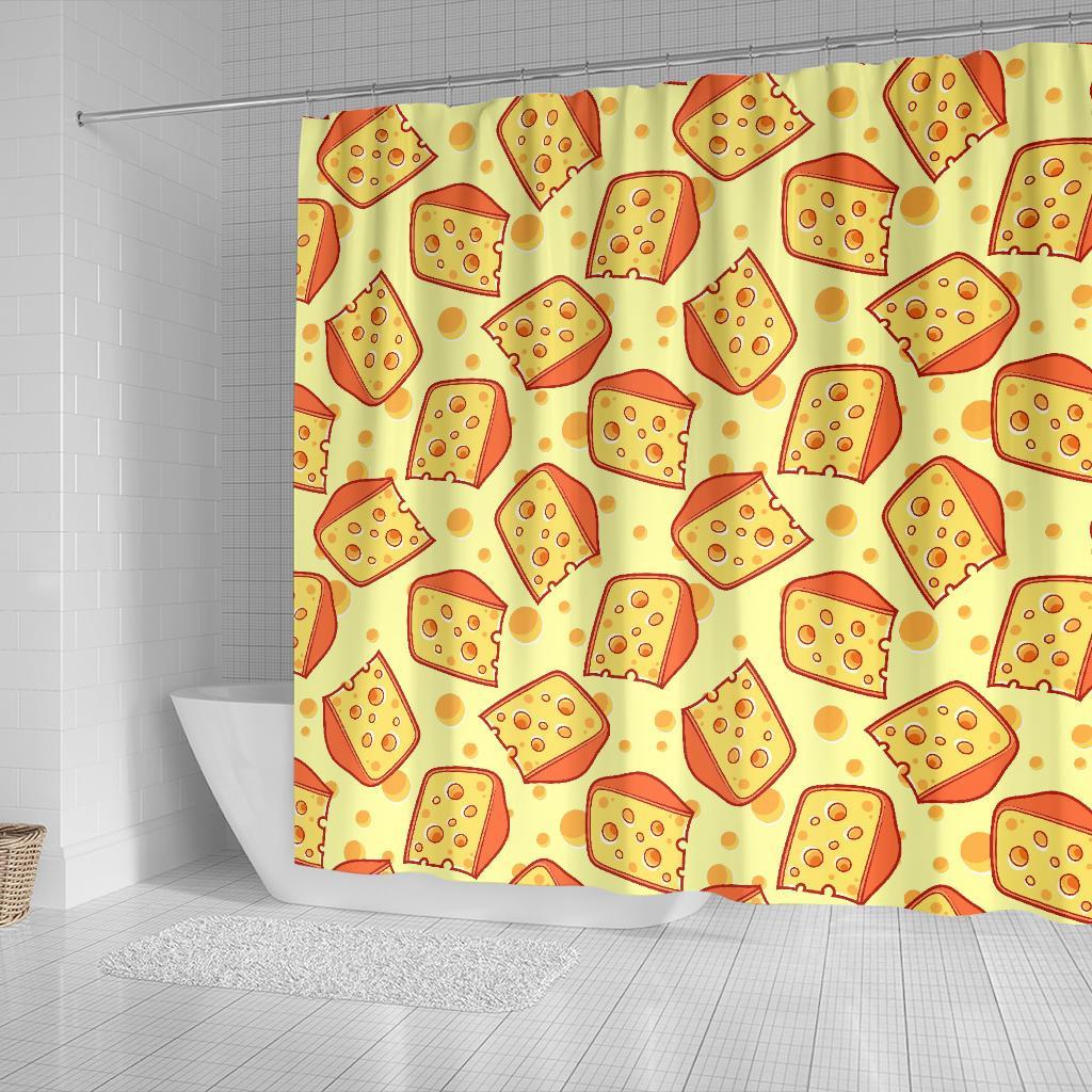 Cheese Print Pattern Bathroom Shower Curtain-grizzshop