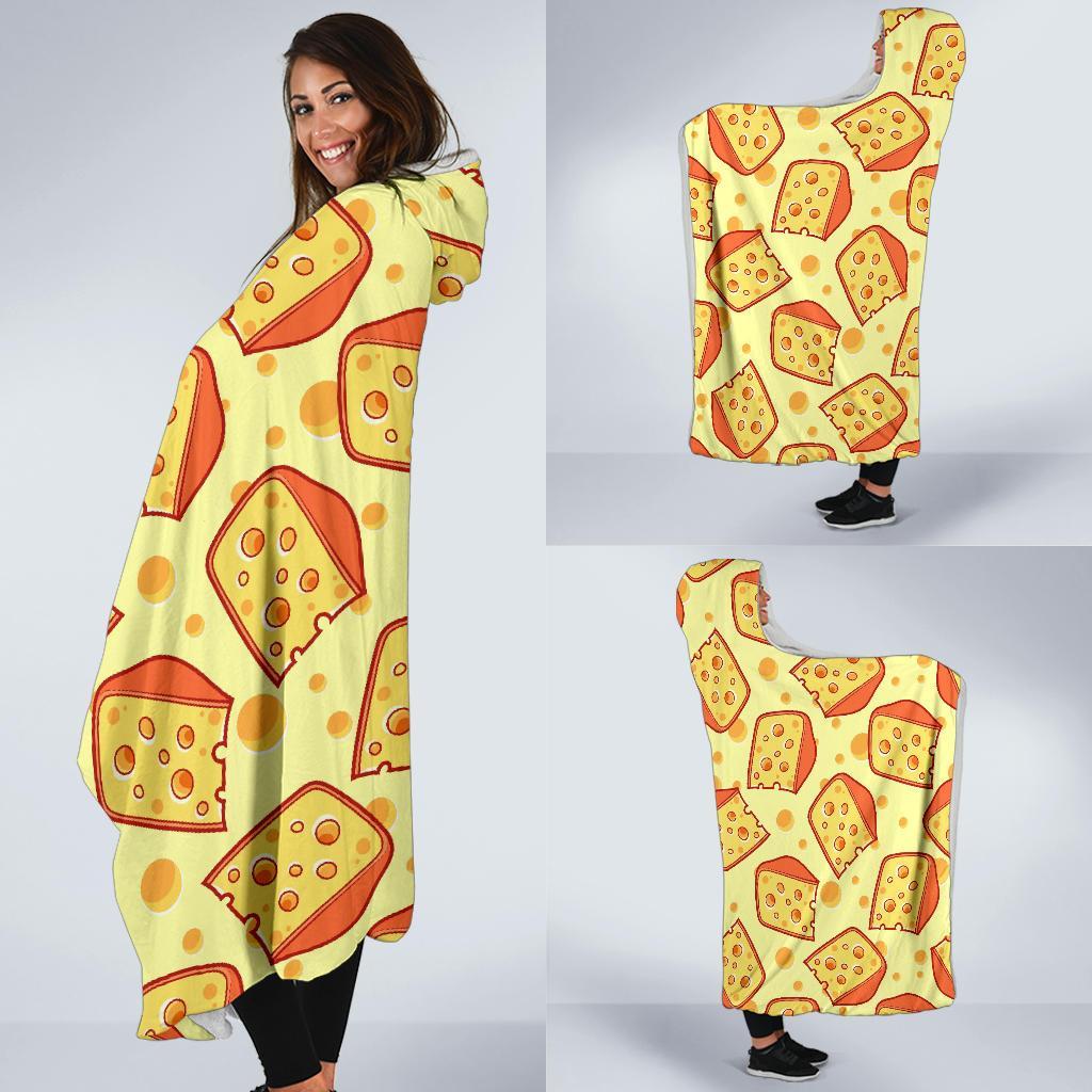 Cheese Print Pattern Hooded Blanket-grizzshop