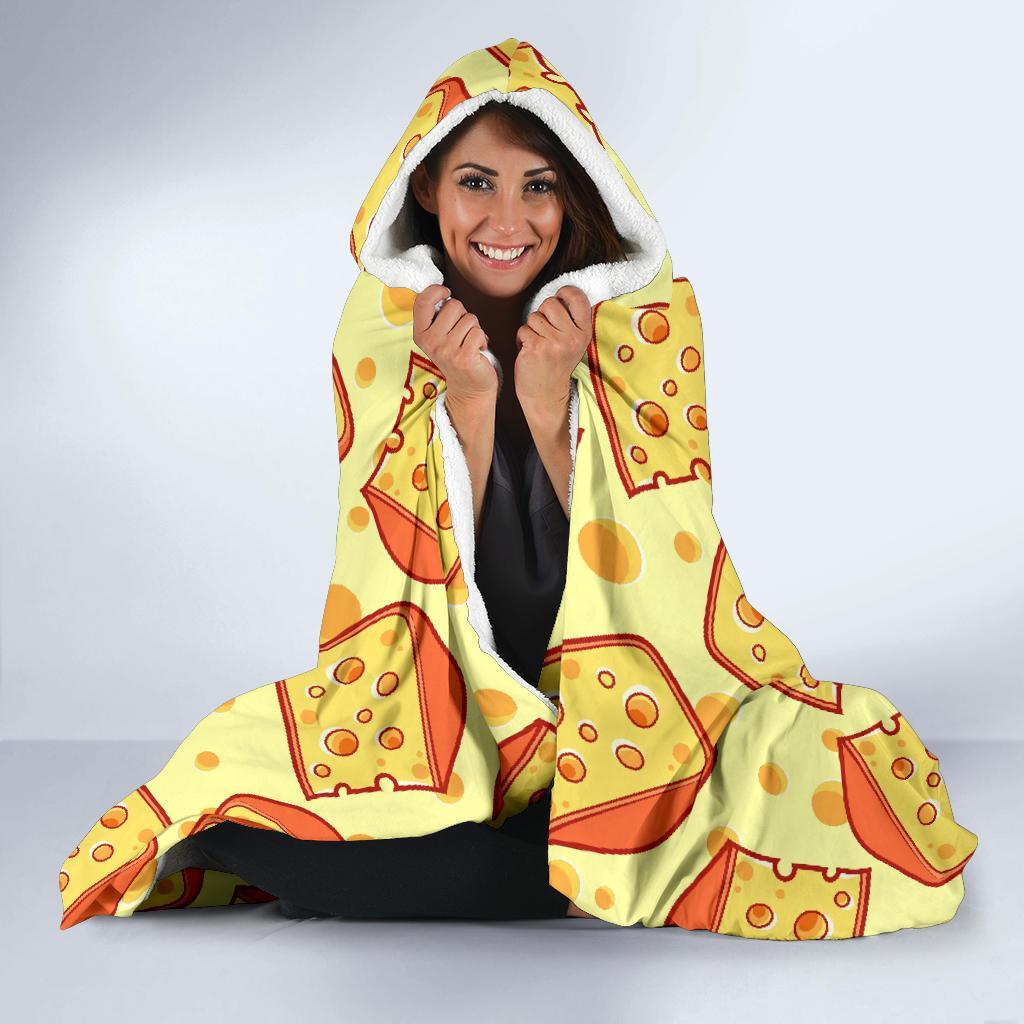 Cheese Print Pattern Hooded Blanket-grizzshop