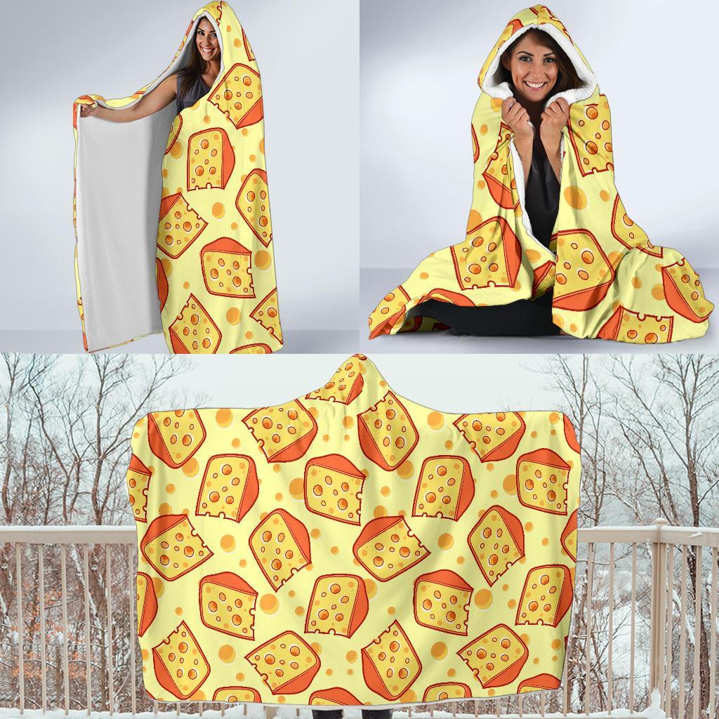 Cheese Print Pattern Hooded Blanket-grizzshop