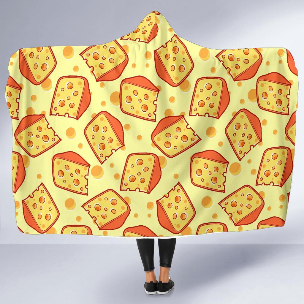 Cheese Print Pattern Hooded Blanket-grizzshop