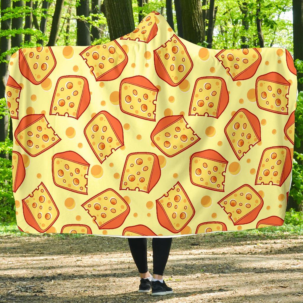 Cheese Print Pattern Hooded Blanket-grizzshop