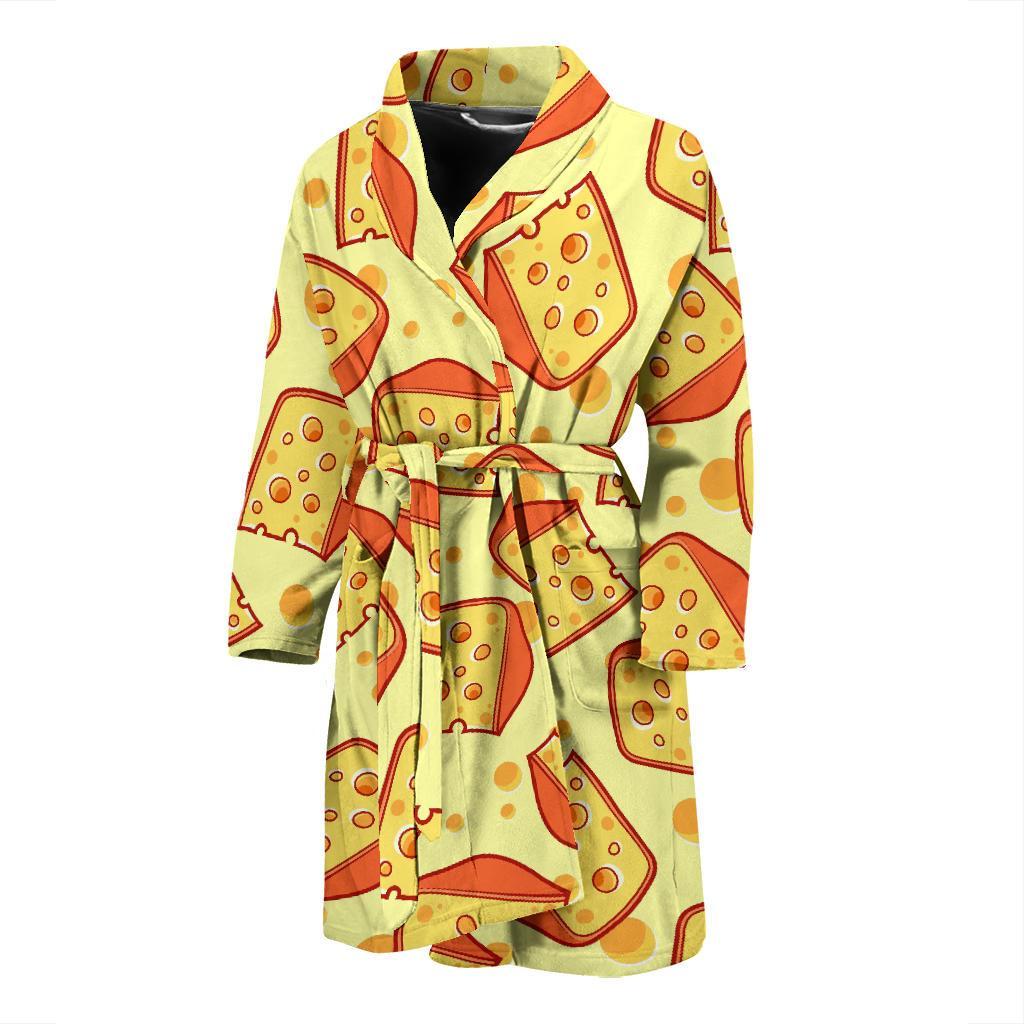 Cheese Print Pattern Men Long Robe-grizzshop