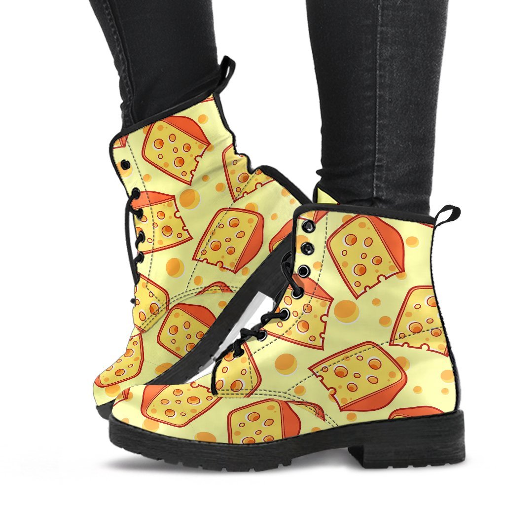 Cheese Print Pattern Men Women Leather Boots-grizzshop