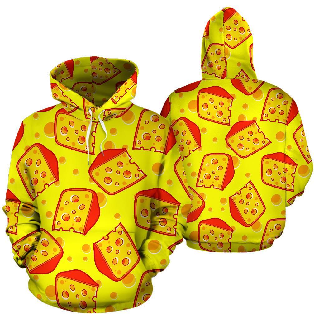 Cheese Print Pattern Men Women Pullover Hoodie-grizzshop