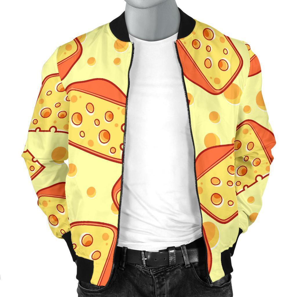 Cheese Print Pattern Men's Bomber Jacket-grizzshop