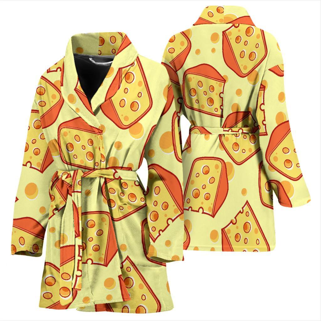 Cheese Print Pattern Women Long Robe-grizzshop