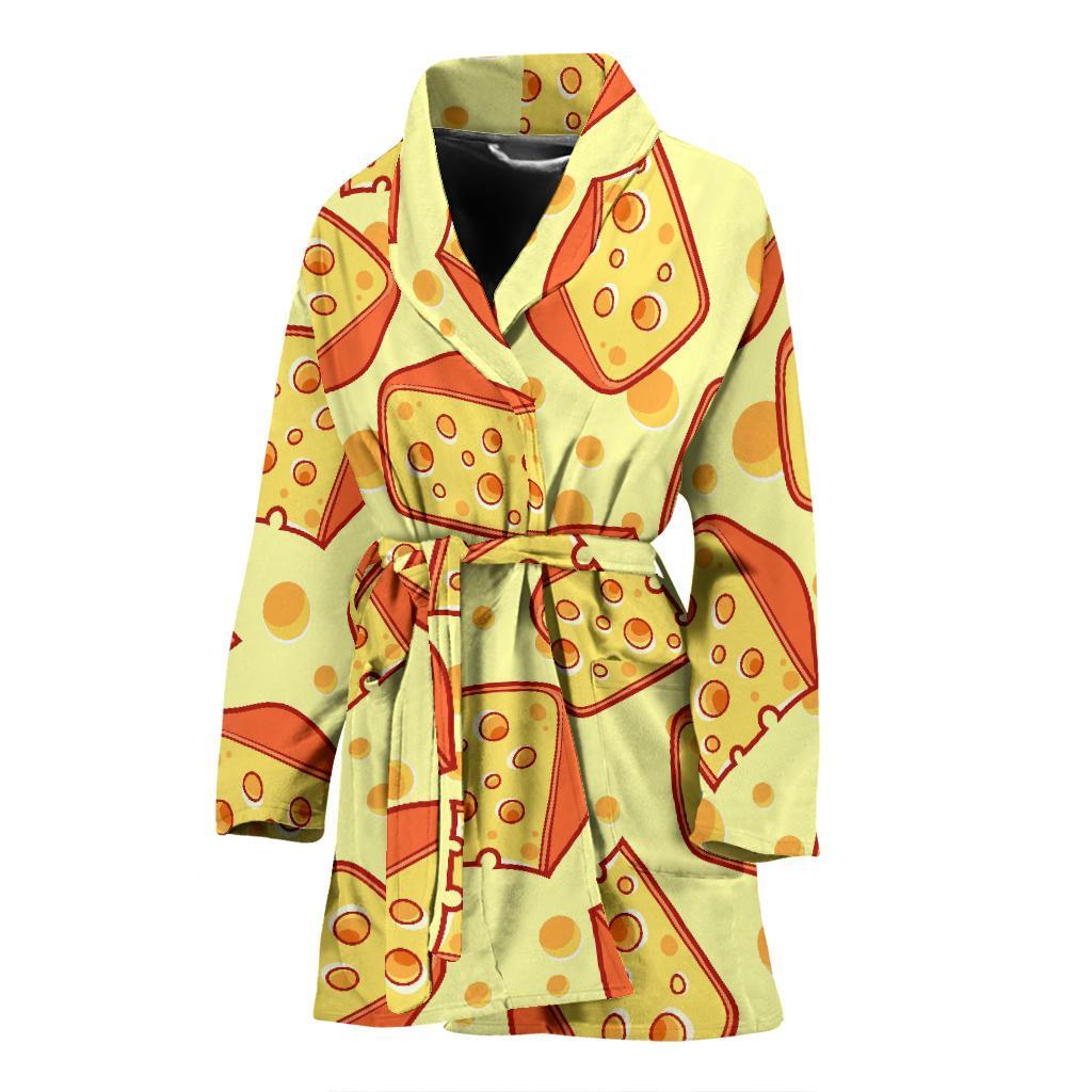 Cheese Print Pattern Women Long Robe-grizzshop