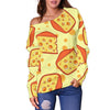 Cheese Print Pattern Women Off Shoulder Sweatshirt-grizzshop