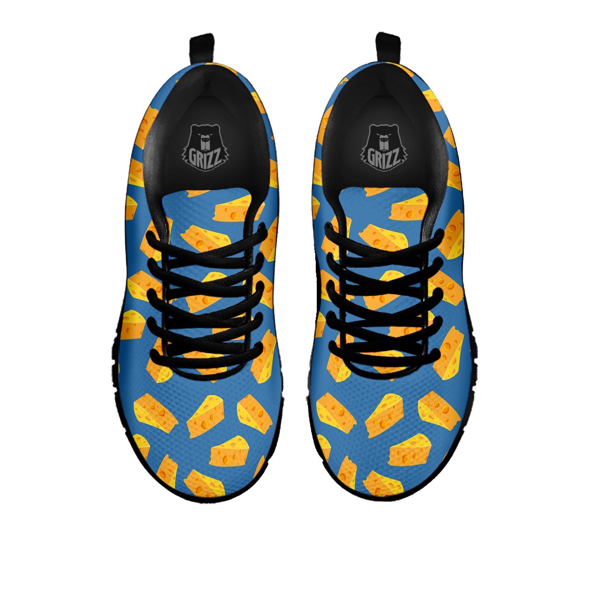 Cheese Slice Print Pattern Black Sneaker-grizzshop