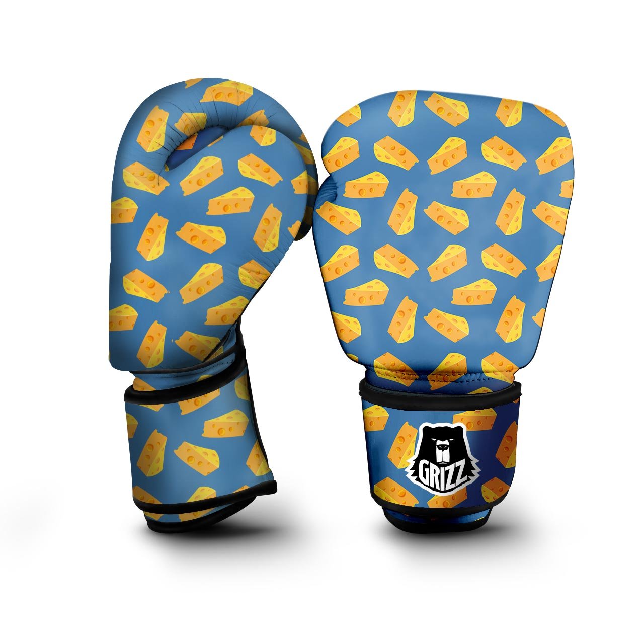 Cheese Slice Print Pattern Boxing Gloves-grizzshop