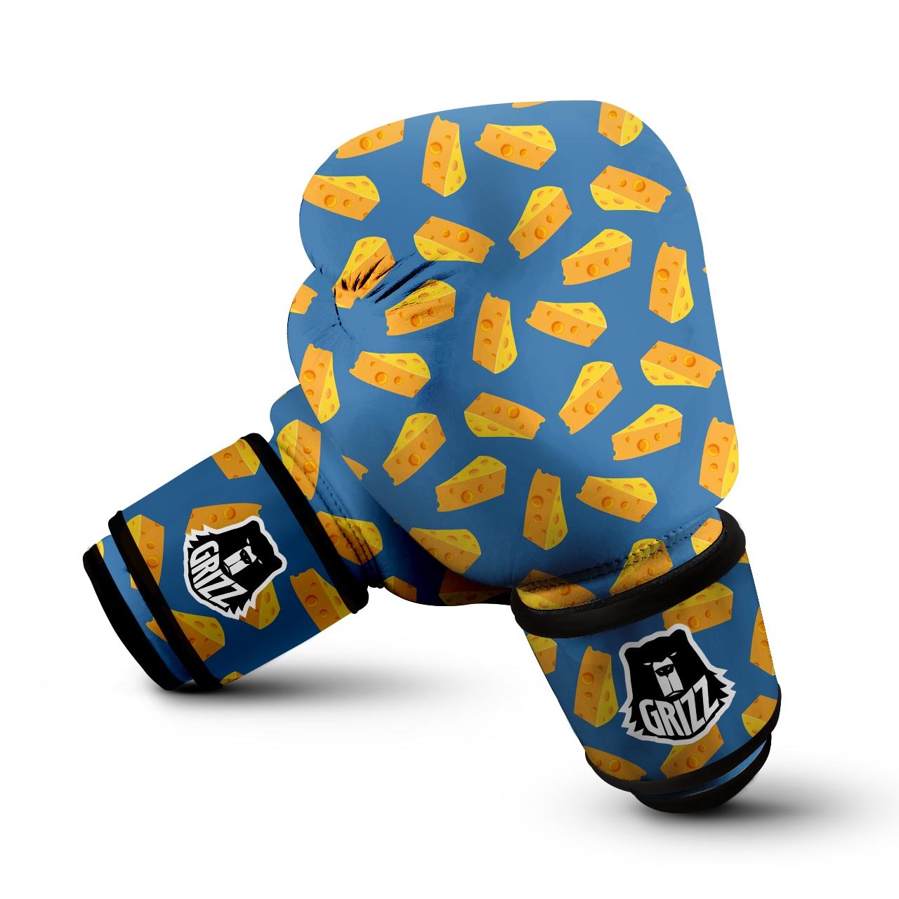 Cheese Slice Print Pattern Boxing Gloves-grizzshop