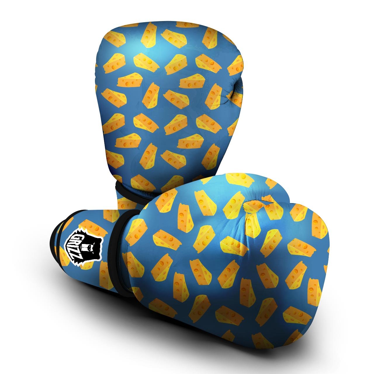 Cheese Slice Print Pattern Boxing Gloves-grizzshop